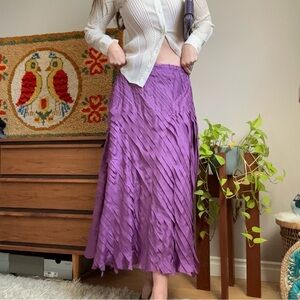 Y2K Le Chateau Silk Deadstock Vibrant Purple Maxi Skirt Size Small